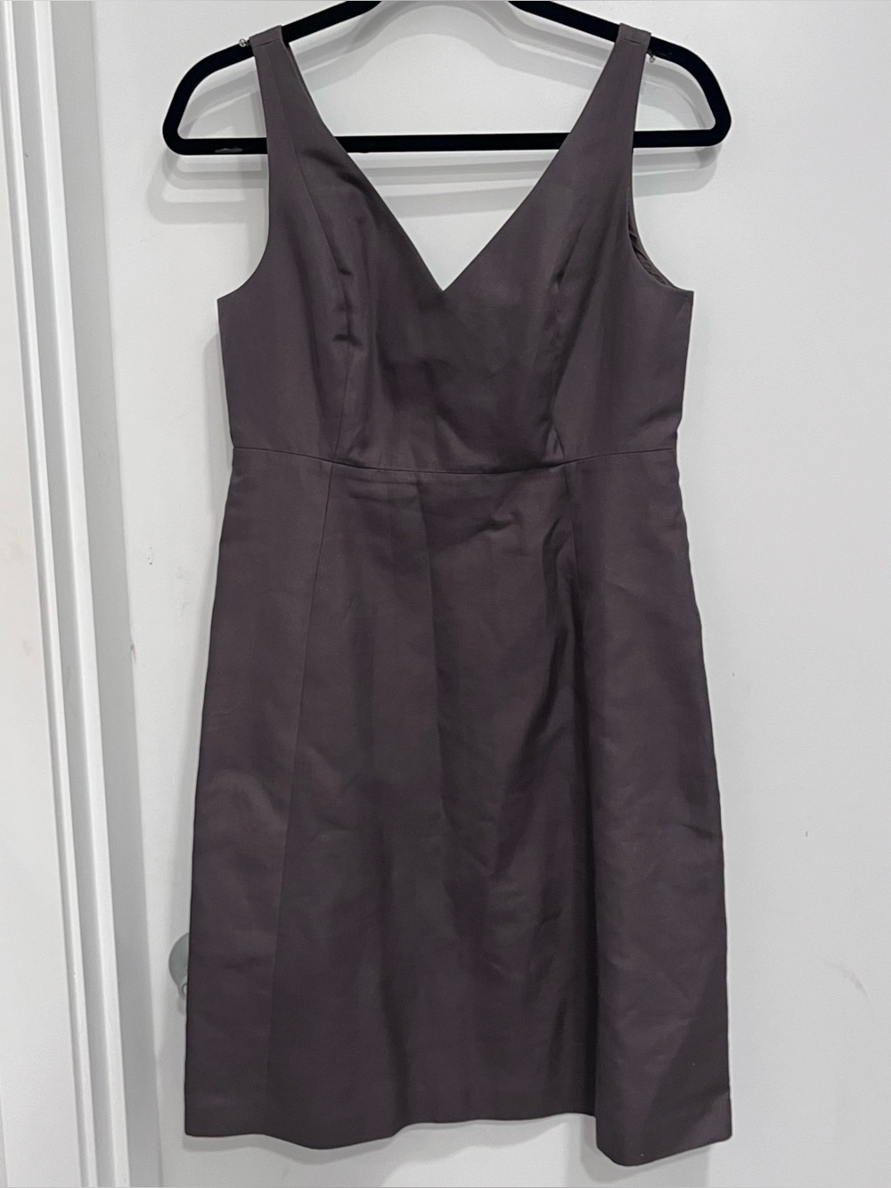 J.Crew Classic V-Neck Sleeveless Dress Cotton Size 8P Brown